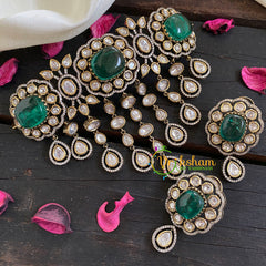 Emerald Victorian Diamond High Neck Choker-VV026