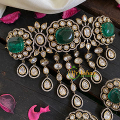 Emerald Victorian Diamond High Neck Choker-VV026
