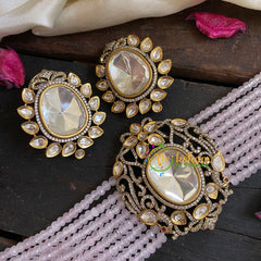 Baby Pink Bead Victorian Diamond Choker-VV034