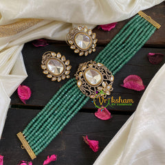Green Bead Victorian Diamond Choker-VV031
