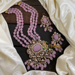 3 Layered Victorian Diamond Neckpiece-Baby Pink-VV050