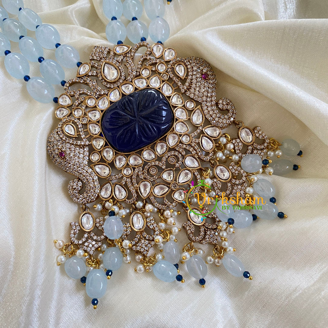 3 Layered Victorian Diamond Neckpiece-Blue-VV051