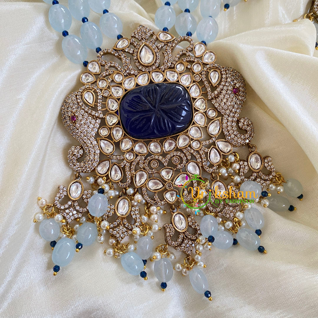 3 Layered Victorian Diamond Neckpiece-Blue-VV051