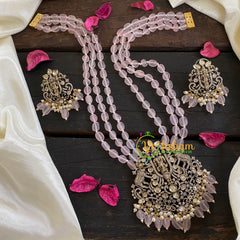 Baby Pink Bead Victorian Diamond Temple Neckpiece-VV061