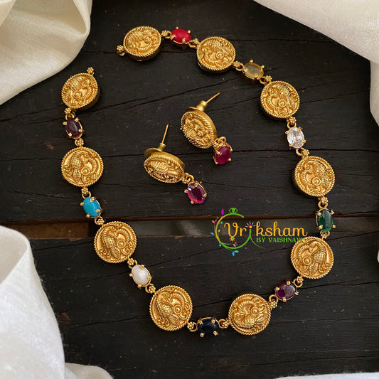 Navarathna Coin Choker Short Neckpiece -G7790