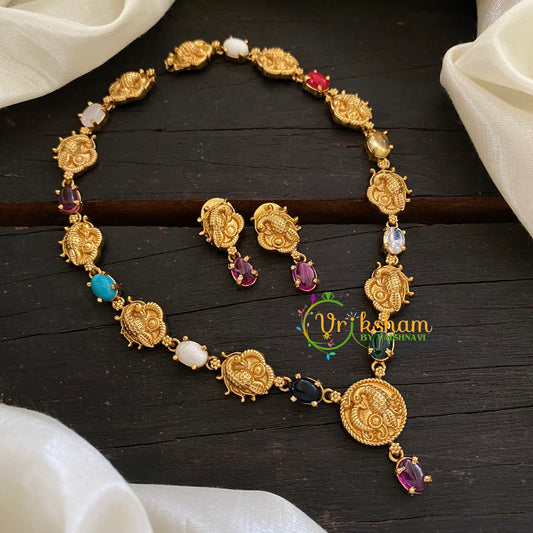 Navarathna Coin Choker Short Neckpiece -G7792