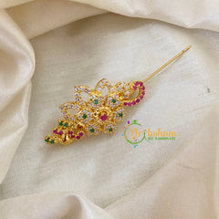 AD Stone Gold Saree Pin -Dress Pin -Floral Spread Saree Brooch -G7758