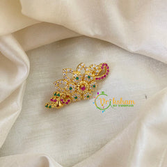 AD Stone Gold Saree Pin -Dress Pin -Floral Spread Saree Brooch -G7758