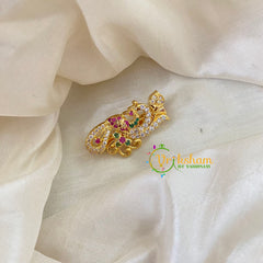 AD Stone Gold Saree Pin -Dress Pin -Turned Peacock Saree Brooch -G7752