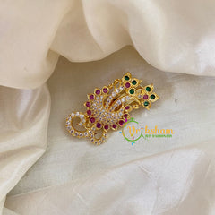 AD Stone Gold Saree Pin -Dress Pin -Bi Floral Saree Brooch -G7751