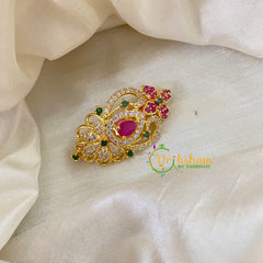 AD Stone Gold Saree Pin -Dress Pin -Floral Saree Brooch -G7750