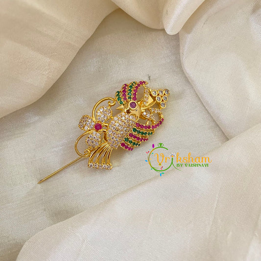 AD Stone Gold Saree Pin -Dress Pin -Birdie Saree Brooch -G7747