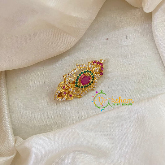 AD Stone Gold Saree Pin -Dress Pin -Tilak Saree Brooch -G7744