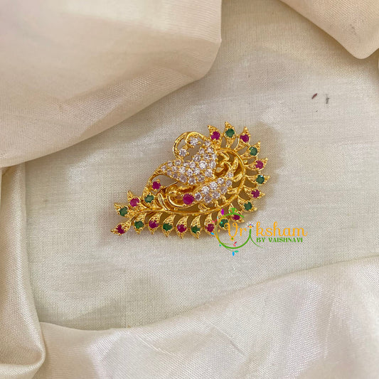 AD Stone Gold Saree Pin -Dress Pin - Swan Fern Saree Brooch -G7738