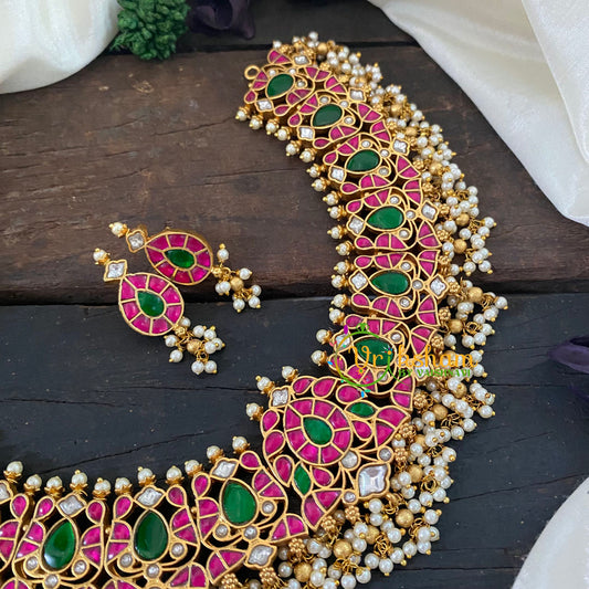 Precious Jadau Kundan Guttapusalu Neckpiece -J1028