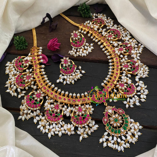 Precious Jadau Kundan Guttapusalu Neckpiece-Mid Length Neckpiece -J1027