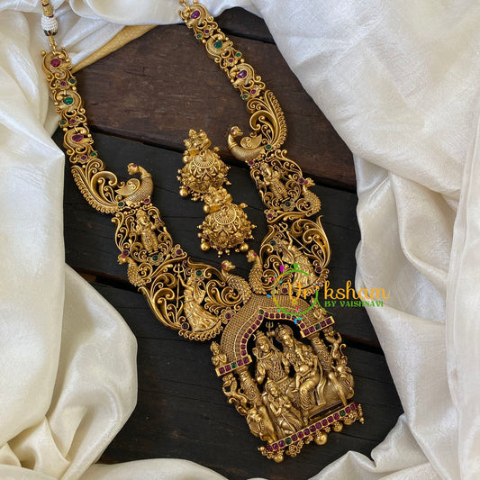 Antique Gold Temple Neckpiece- Shiva Parvathy Neckpiece-G6375