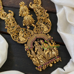 Antique Gold Temple Neckpiece- Shiva Parvathy Neckpiece-G6375