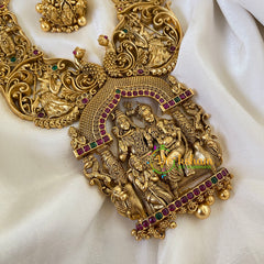 Antique Gold Temple Neckpiece- Shiva Parvathy Neckpiece-G6375