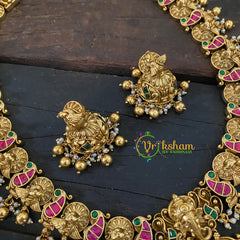 Precious Jadau Kundan Lakshmi Haram - Gold Bead -J1024