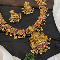 Precious Jadau Kundan Lakshmi Haram - Gold Bead -J1024