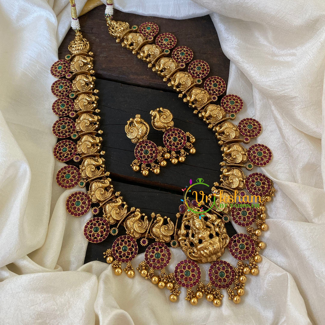 Premium Coin Style Lakshmi Haram -Temple Haram-Gold Bead -G6377