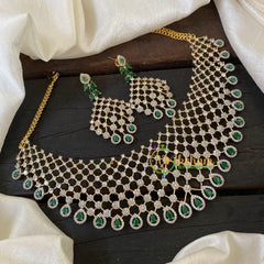 American Diamond High Neck Choker -Emerald-G6366