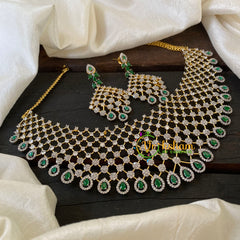 American Diamond High Neck Choker -Emerald-G6366
