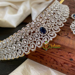 American Diamond High Neck Choker -Dark Blue-G6364