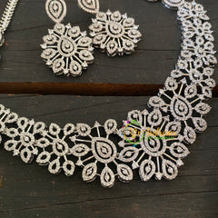 American Diamond High Neck Choker - White -G6369