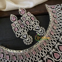 American Diamond High Neck Choker -Pastel Pink-G6370