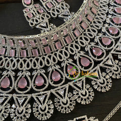 American Diamond High Neck Choker -Pastel Pink-G6370