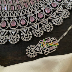 American Diamond High Neck Choker -Pastel Pink-G6370