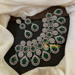American Diamond High Neck Choker -Emerald -G6361