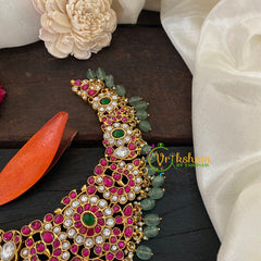 Pastel Green Jadau Kundan Choker Short Neckpiece -J1058