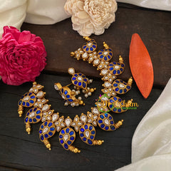 Exquisite Blue Kundan Jadau Maanga Neckpiece -J1045