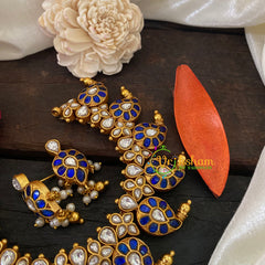 Exquisite Blue Kundan Jadau Maanga Neckpiece -J1045