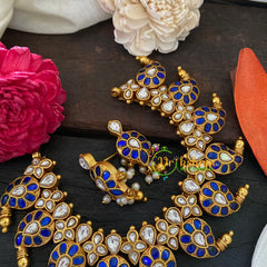 Exquisite Blue Kundan Jadau Maanga Neckpiece -J1045