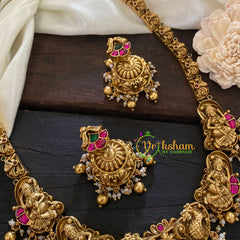 Precious Jadau Kundan Lakshmi Haram - Gold Bead -J1021