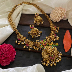 Precious Jadau Kundan Lakshmi Haram - Gold Bead -J1021