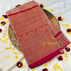 Peach Semi Benarasi Saree -Gulmohar-VS538