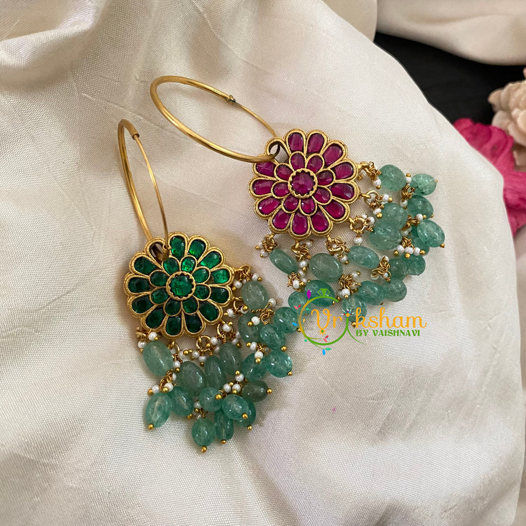 Reversible Precious Jadau Kundan Danglers -Red or Green -J1034