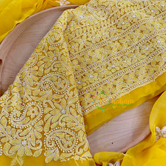 Yellow Chikankari Suit Material Set-VS1687