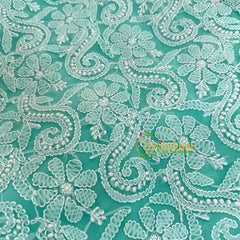 Aqua Green Blue Chikankari Suit Material Set-VS1686