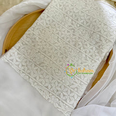 White Chikankari Suit Material Set-VS1682