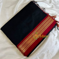 Black Saree with Maroon border- Kalyani Cotton-VS480