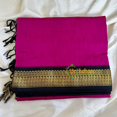 Pink with Black Kalyani Cotton Saree -VS476