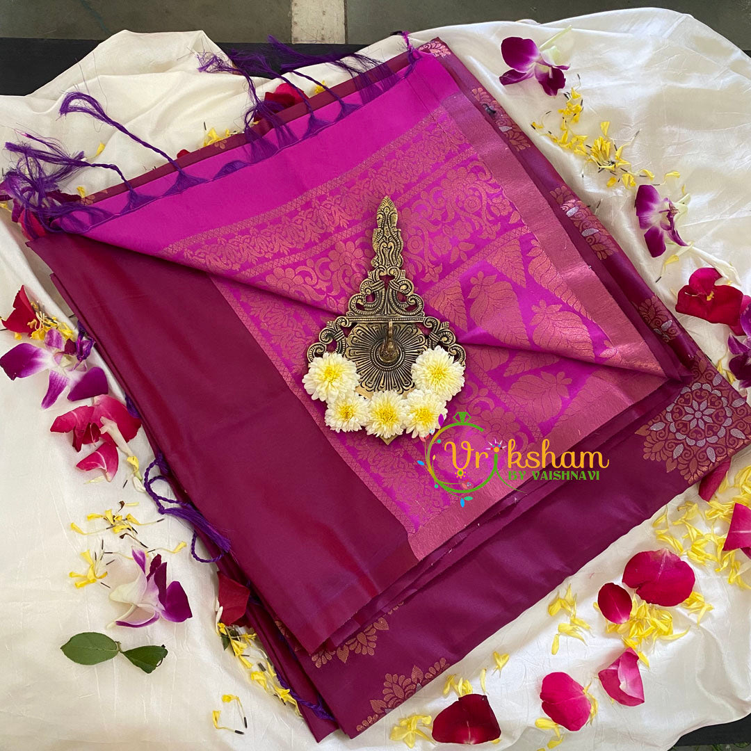 Majentha with Pink Soft Silk Saree-VS303