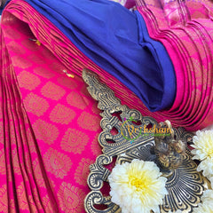 Pink with Blue Soft Silk Saree-VS320