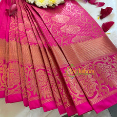 Pink Brocade Soft Silk Saree-VS323